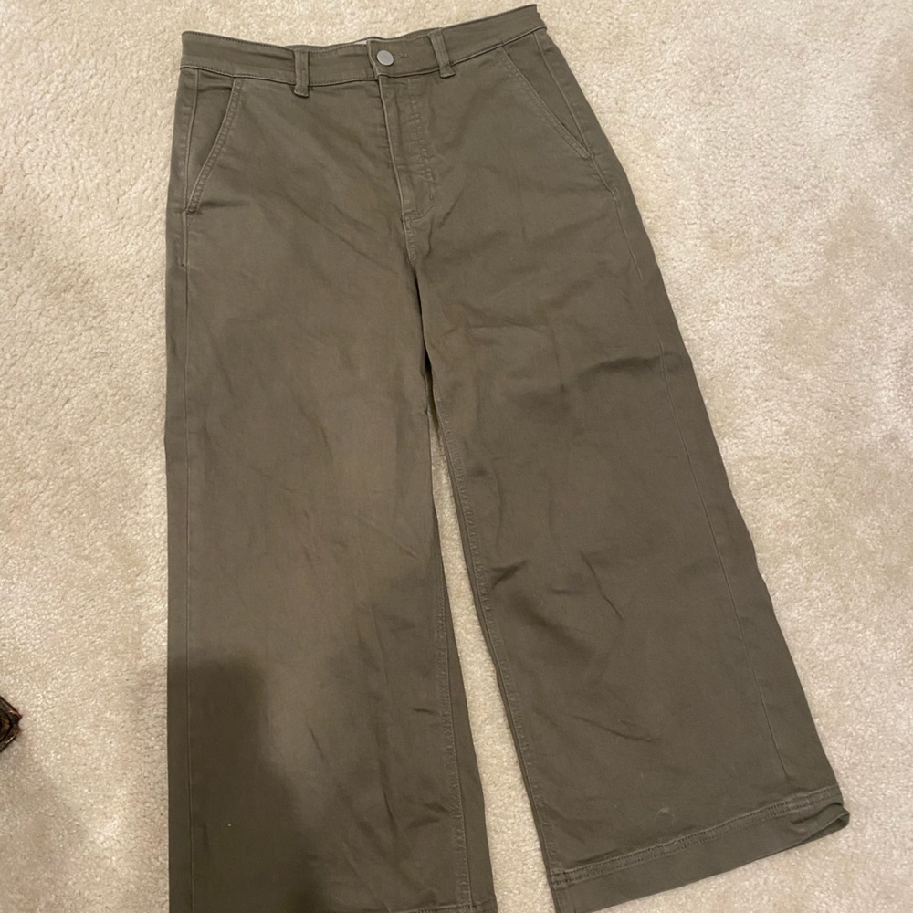 Everlane wide leg army green pants.